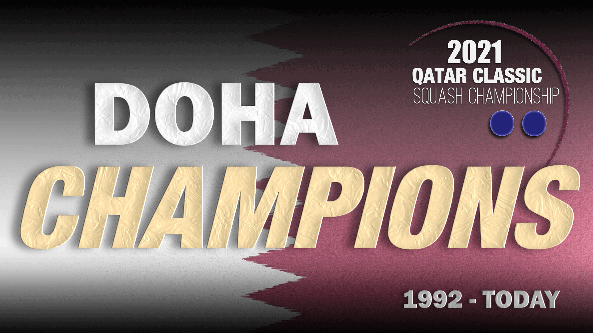Squash Emcee Andy Taylor. 2021 Qatar Classic. Doha Champions
