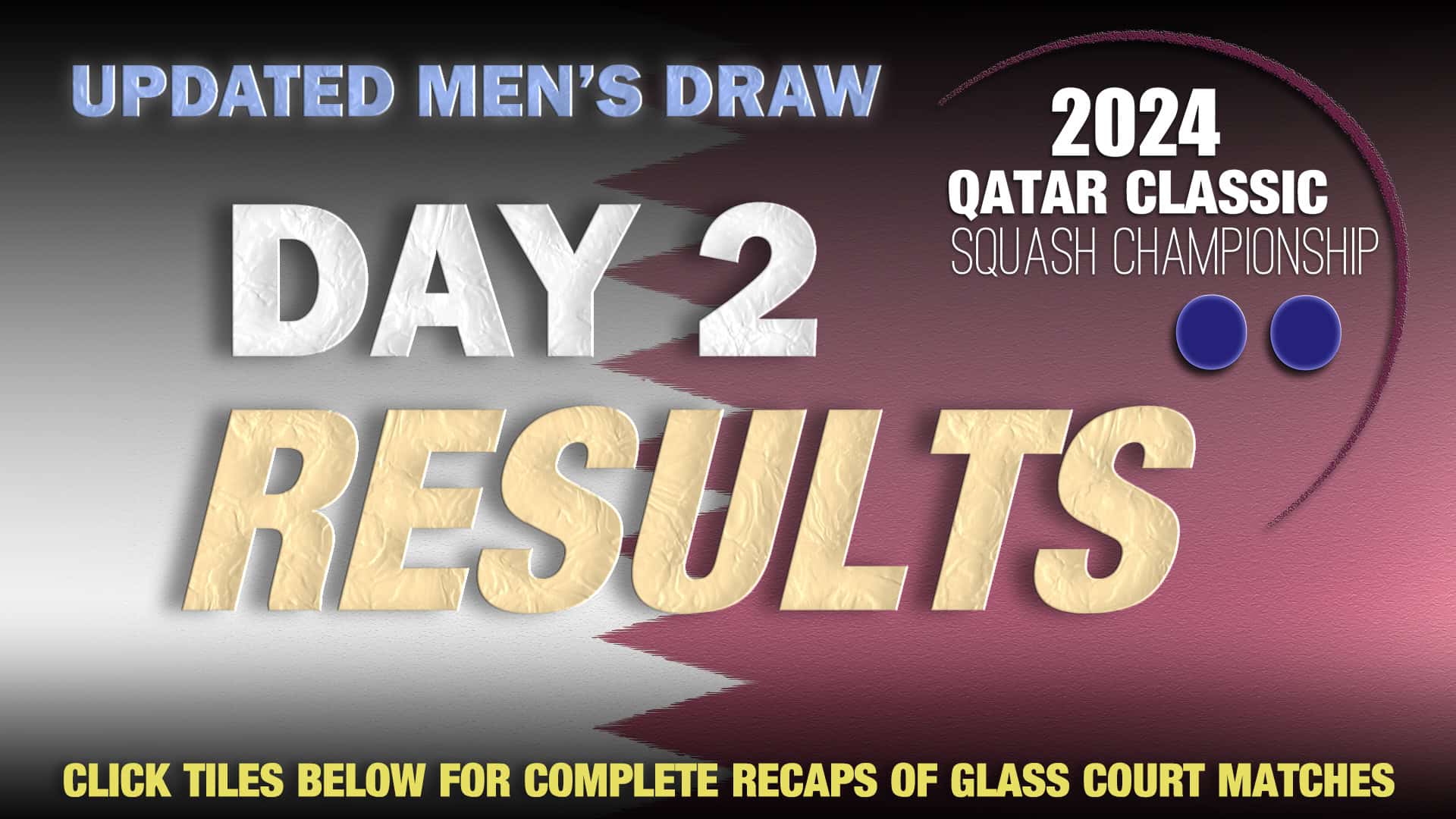 Announcer Andy Taylor. Qatar Classic 2024. Day 2. Last 16. Draw Men