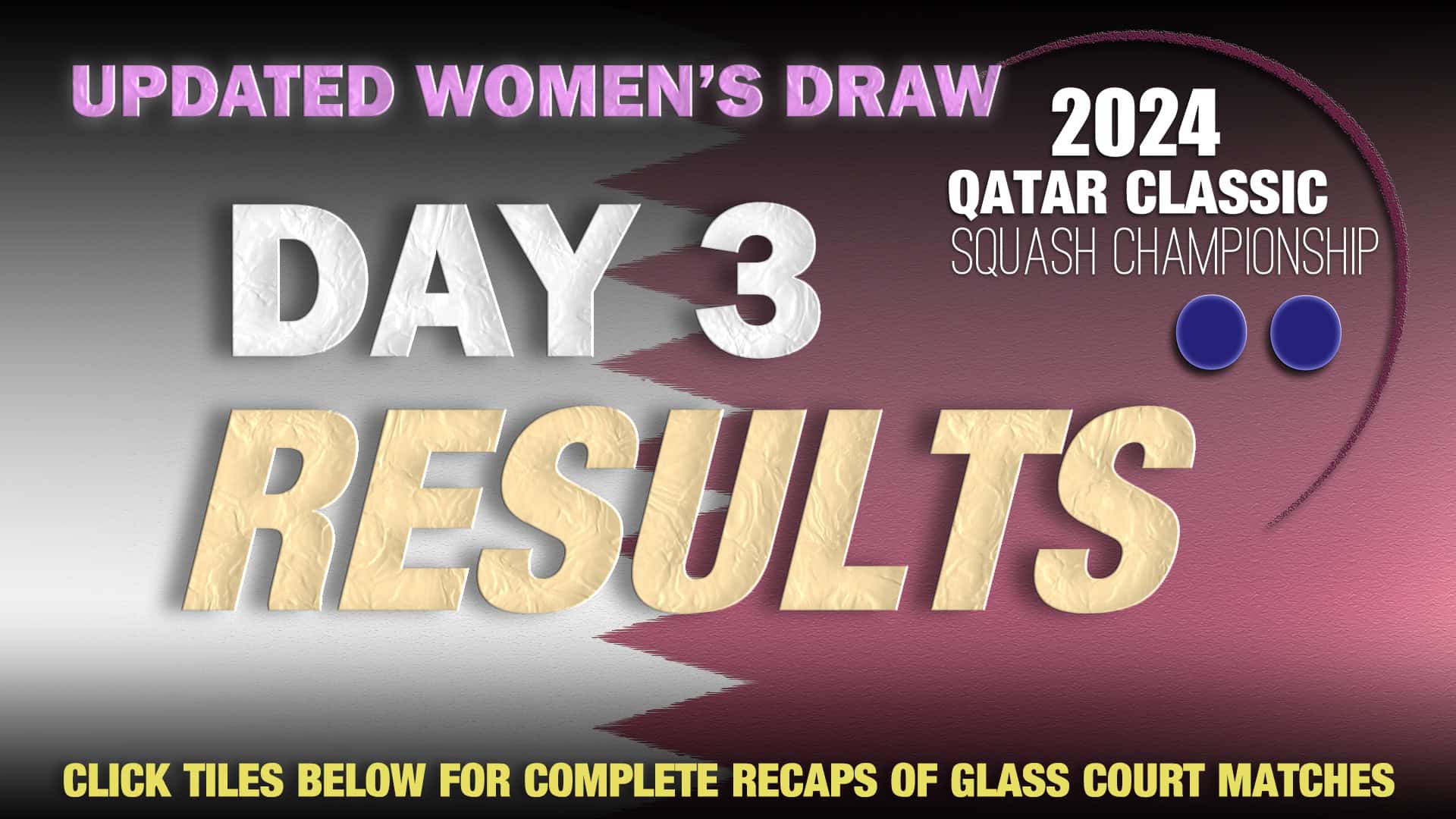 Announcer Andy Taylor. Qatar Classic 2024. Day 3. Last 16. Draw Women