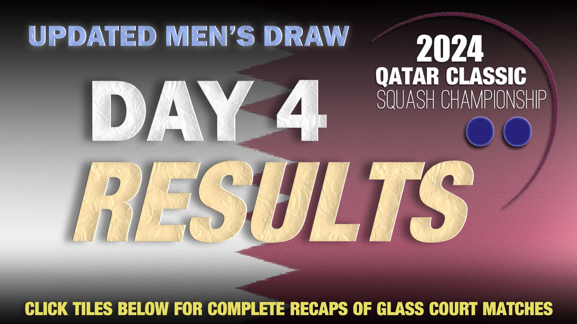 Announcer Andy Taylor. Qatar Classic 2024. Day 4. Quarterfinals. Draw Men