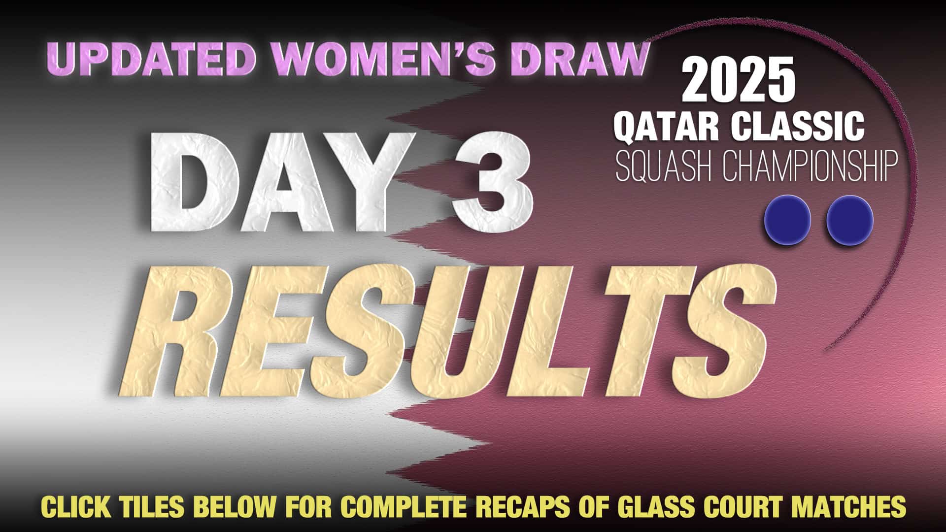 Announcer Andy Taylor. Qatar Classic 2025. Day 3. Last 16. Draw and Glass Court Presentation Women