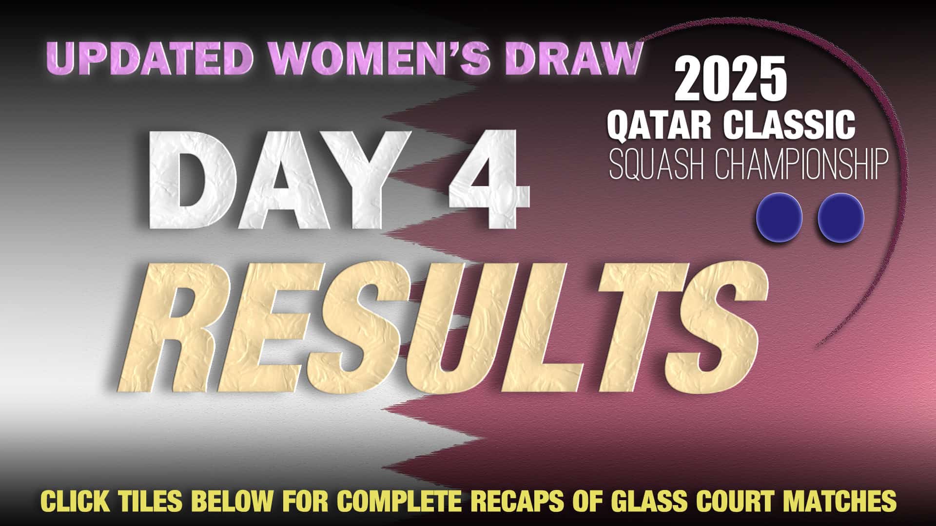 Announcer Andy Taylor. Qatar Classic 2025. Day 4. Quarterfinals. Draw and Glass Court Presentation Women