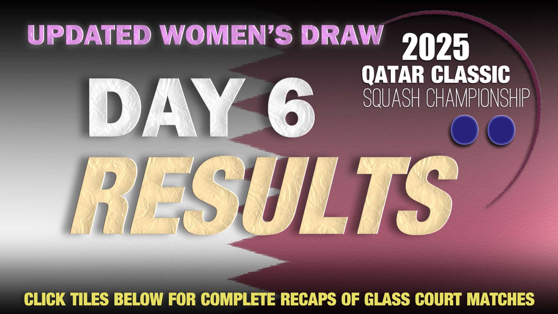 Announcer Andy Taylor. Qatar Classic 2025. Day 6. Semifinals. Draw and Glass Court Presentation Women