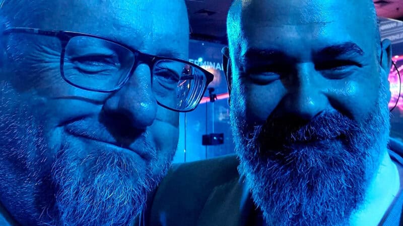 Squash Emcee Andy Taylor and Marius Borning. Q-Terminals Classic 2024